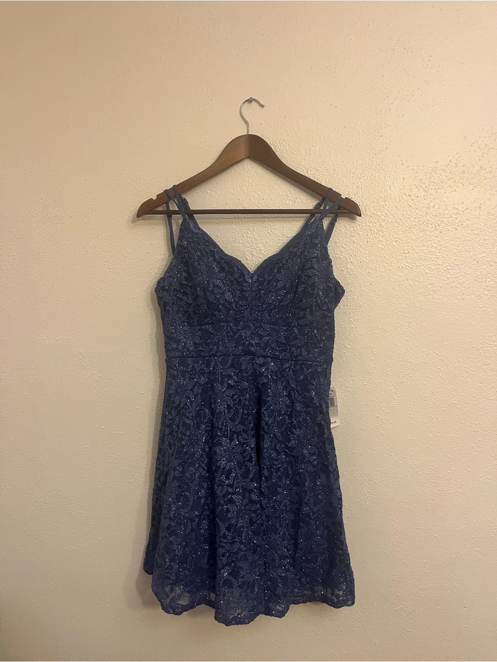 Teeze Me Navy Lace A-Line Double Spaghetti Strap Mini Dress